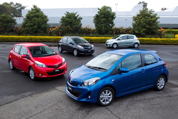 2011 Toyota Yaris range - ZR (right), YRX (left), YRS and YR (rear)