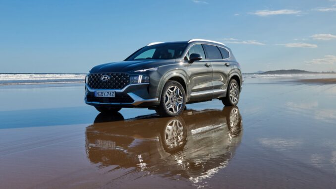 Hyundai Santa Fe Hybrid on the beach