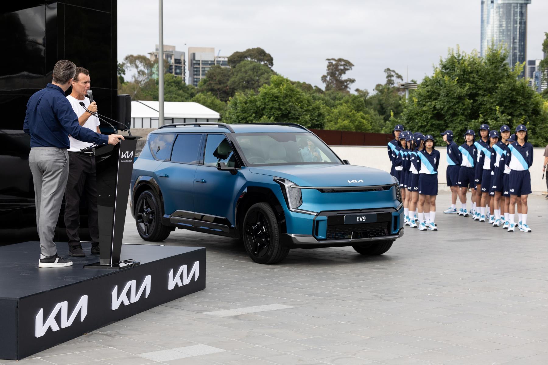 January 10: Todd Woodbridge, 22-time Grand Slam winner and Lleyton Hewitt, Australian tennis legend and former world no.1. Kia VIK Ceremony before the 2024 Australian Open on Wednesday, January 10, 2024. Photo by TENNIS AUSTRALIA/ FIONA HAMILTON