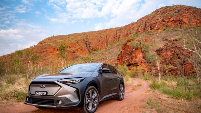 Subaru Solterra Overseas Model in Australian outback 1