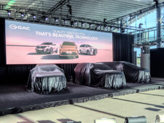 GAC brand launch event in Australia featuring multiple 2025 models