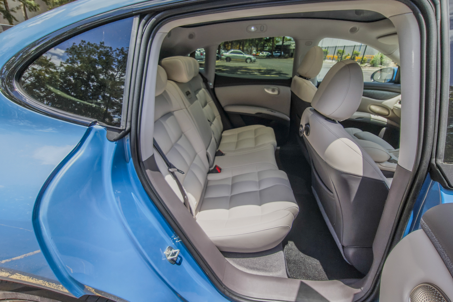 Spacious rear passenger seating in the 2025 MG IM6 with ultra-soft synthetic leather upholstery.