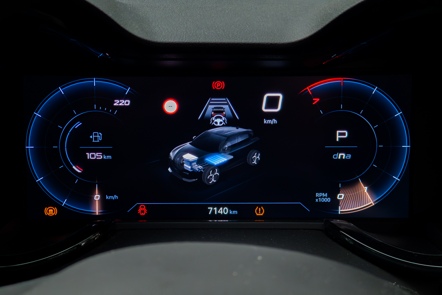 2026 Alfa Romeo Junior Ibrida digital instrument cluster – hybrid drivetrain display