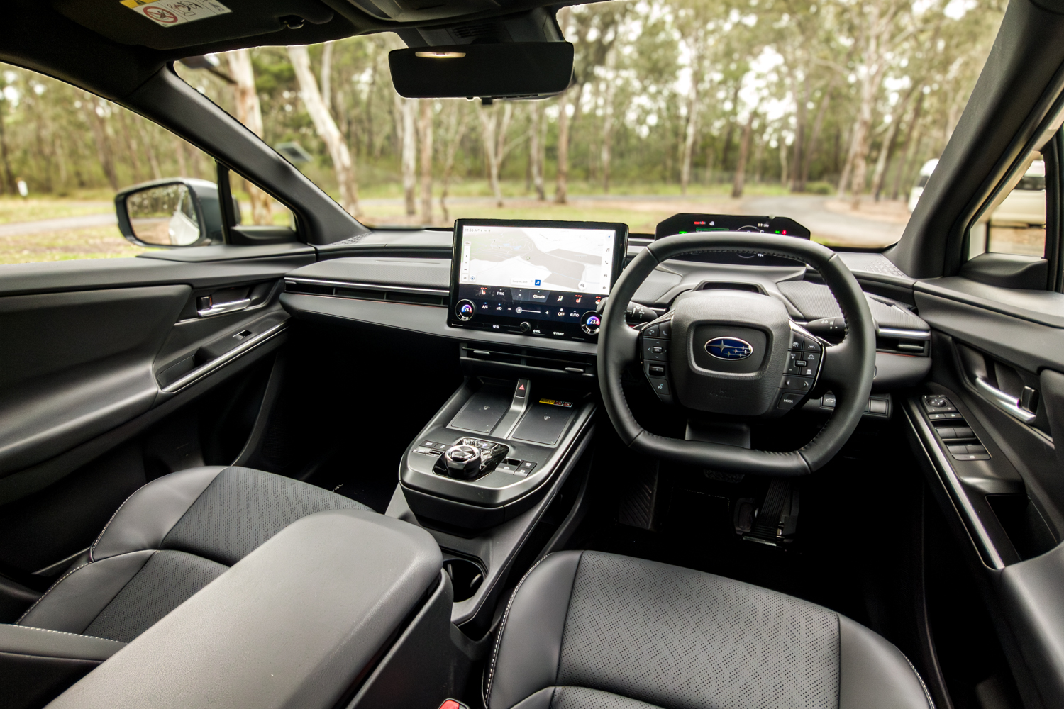 2026 Subaru Trailseeker electric SUV interior, dashboard and driver's view, right-hand drive