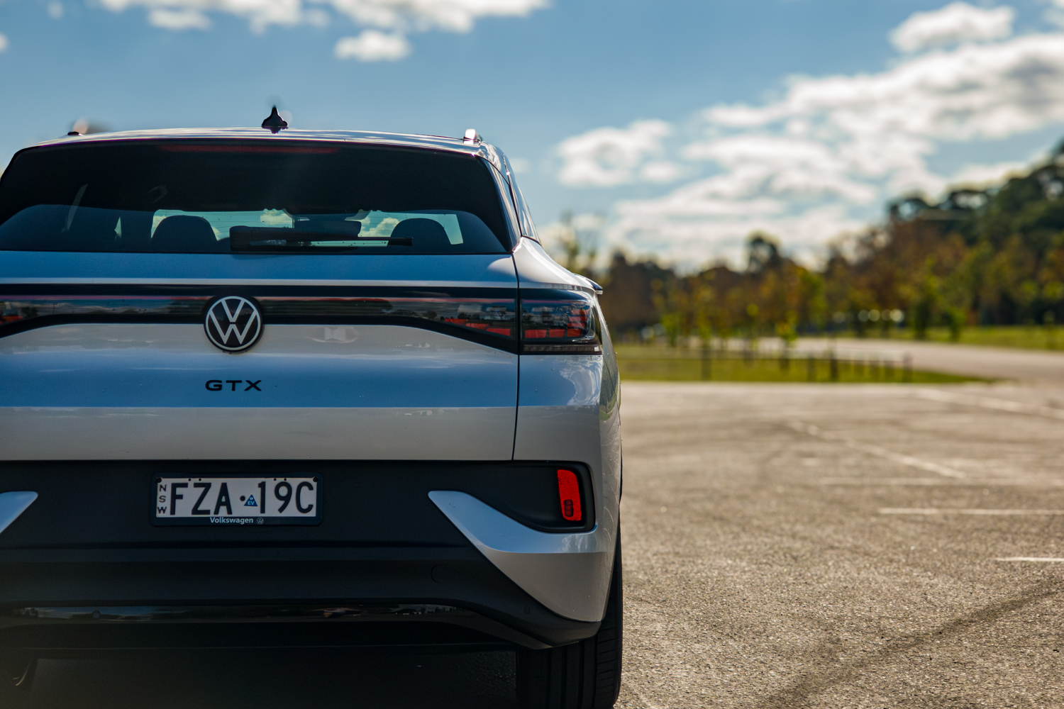 Close-up of the LED tail-light and GTX badge on the 2026 Volkswagen ID.4 GTX