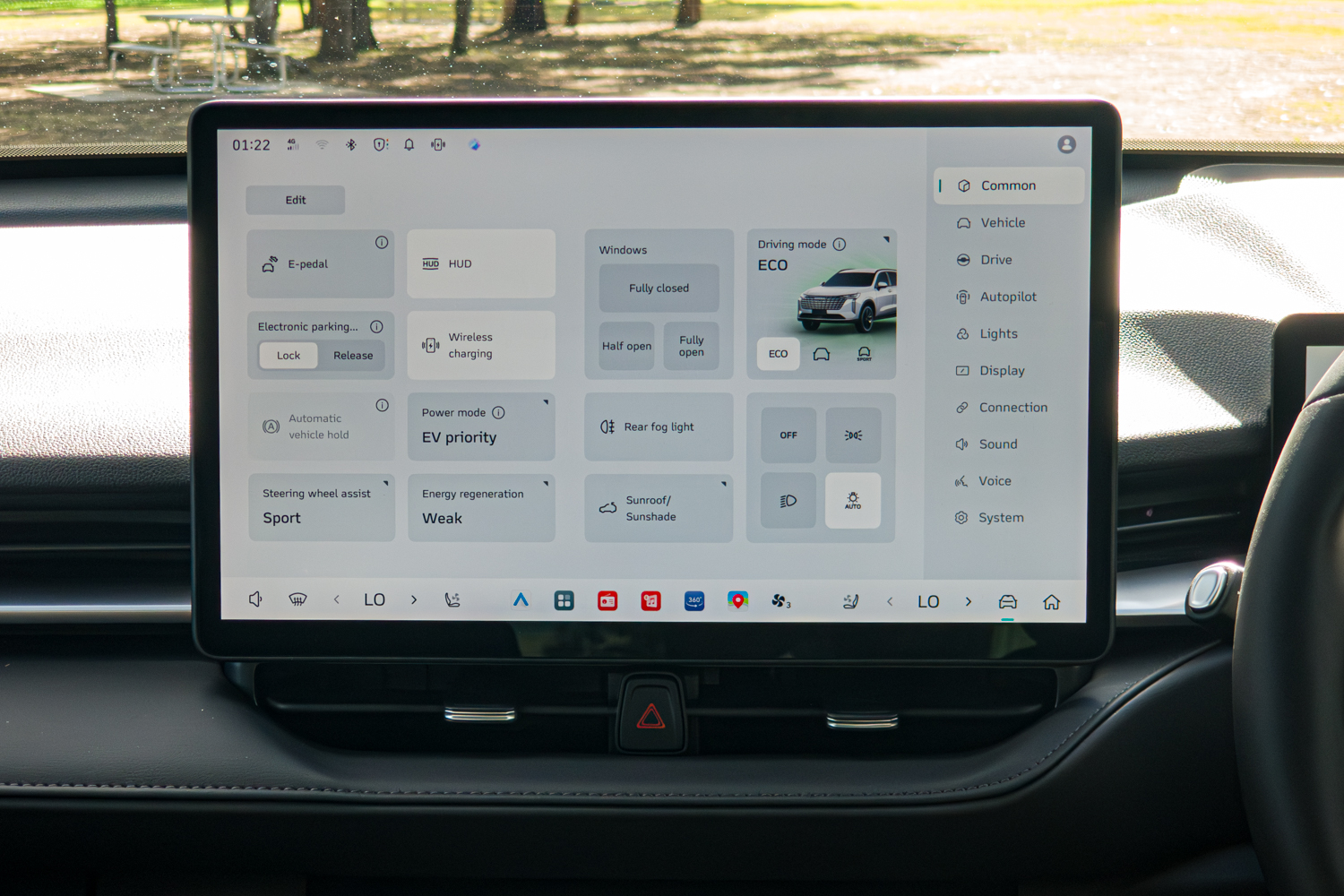 2026 GWM Haval H6 PHEV touchscreen showing vehicle settings including EV priority mode