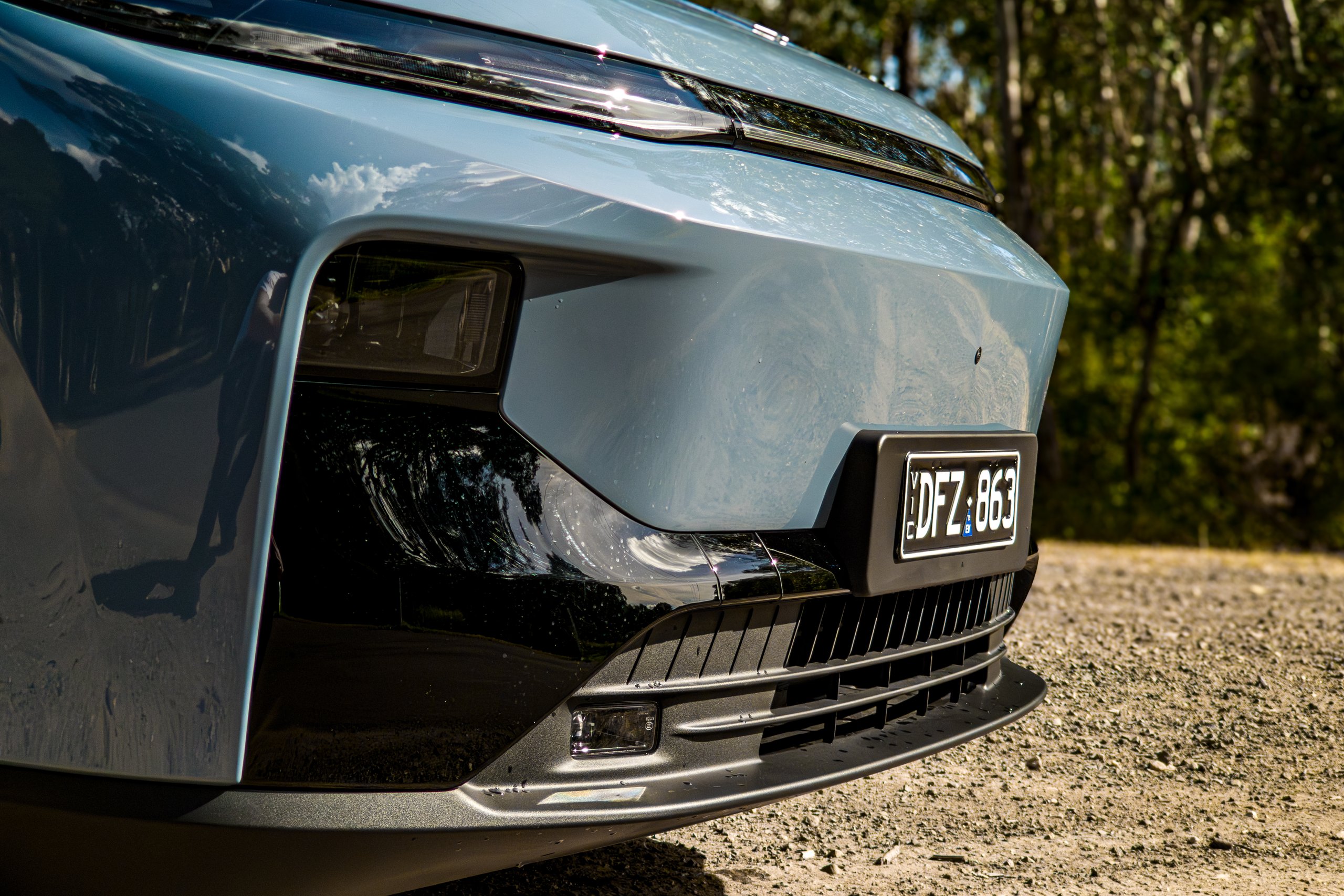 Close-up of the 2026 Leapmotor B10 lower front bumper showing headlight unit and intake grille