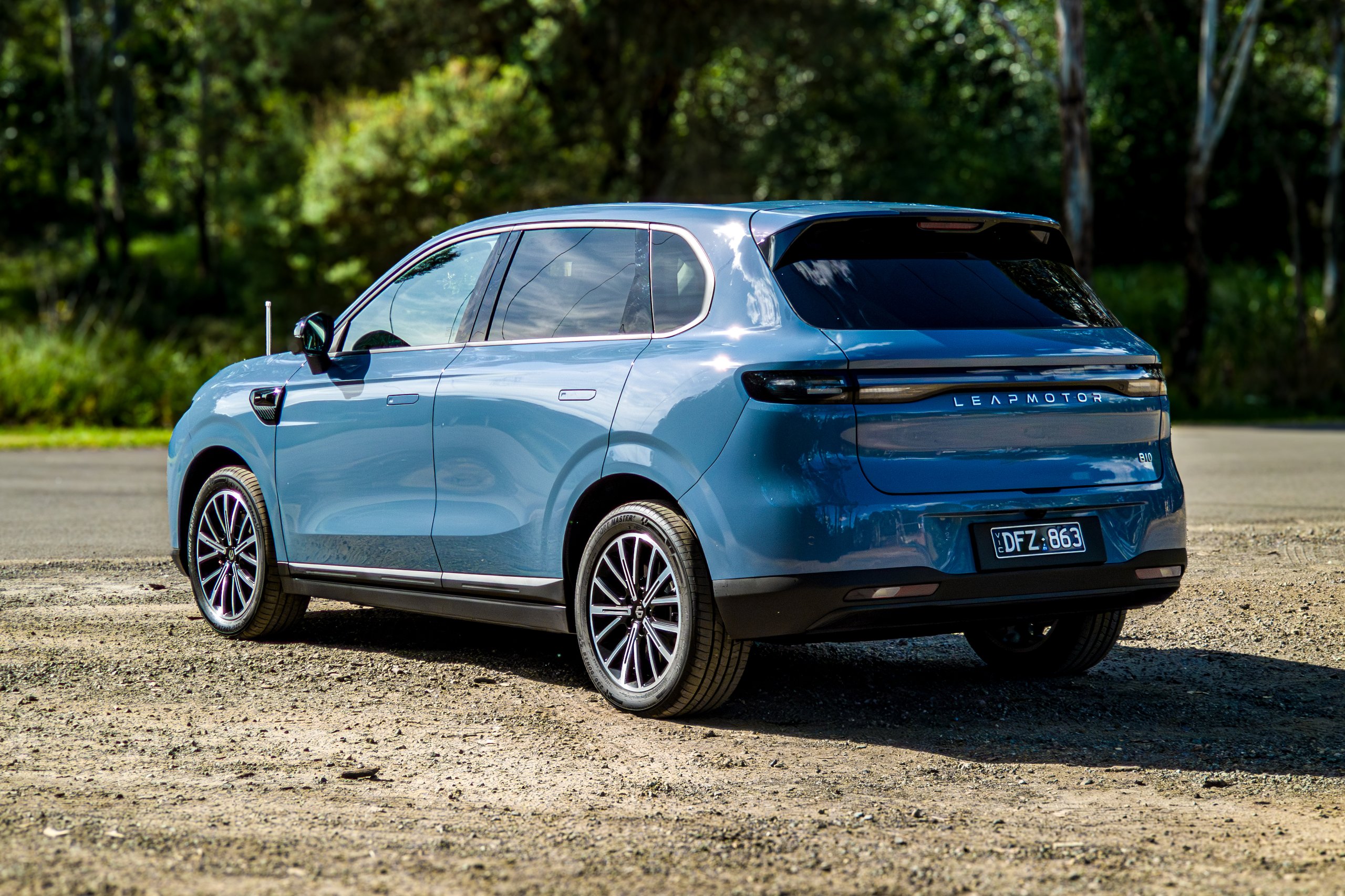 2026 Leapmotor B10 rear-right three-quarter exterior showing Leapmotor badging and tail lights