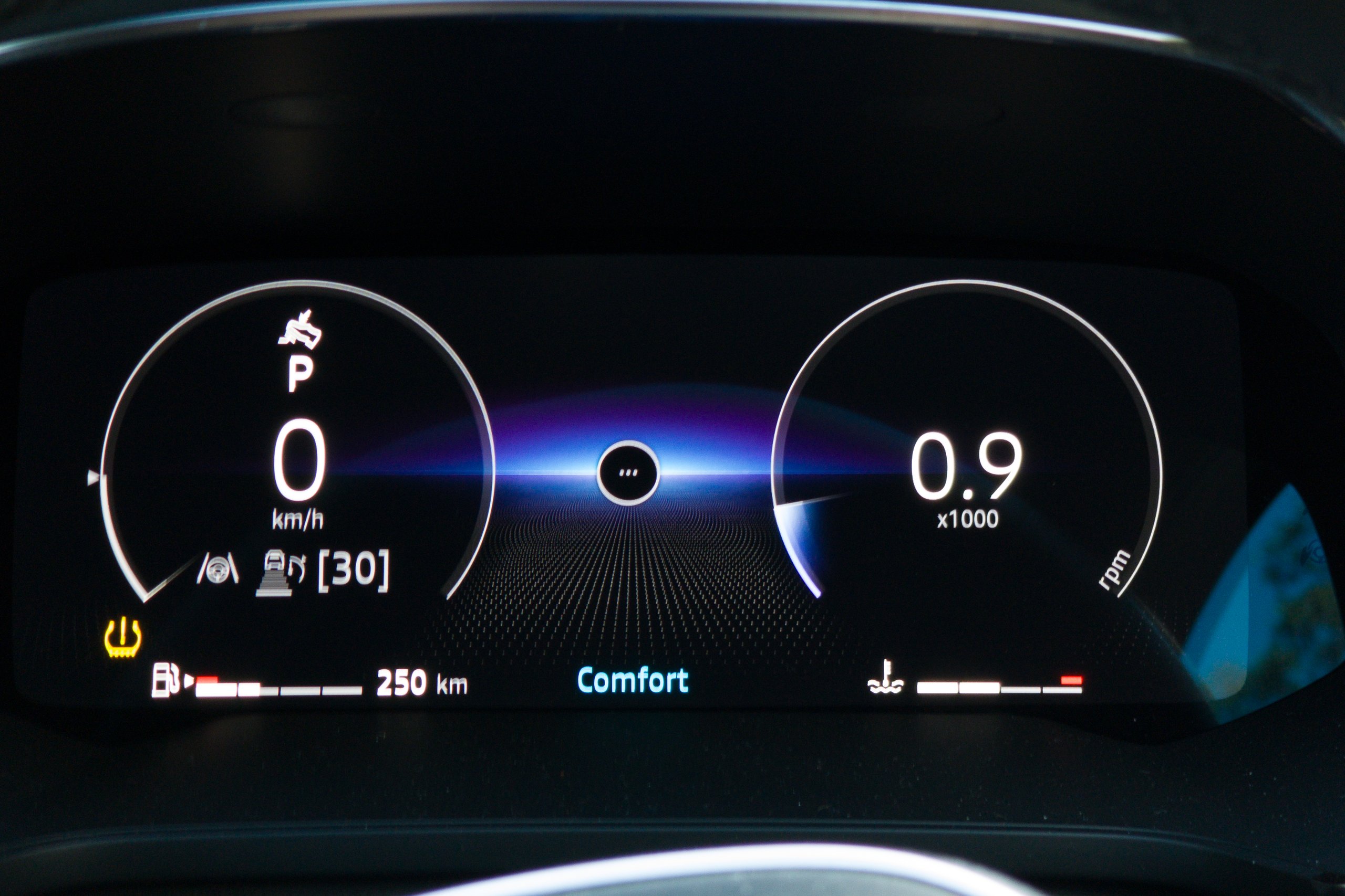 Digital driver display in the 2026 Mitsubishi ASX Aspire showing speed, revs and range